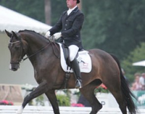 Michael Sogaard and Dybdalgaards Margerit at the 2008 World Young Horse Championships :: Photo © Astrid Appels