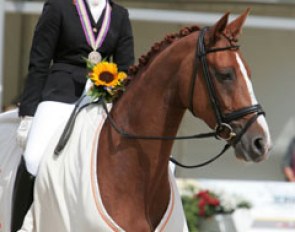 Jessica Süss and Diamantenbörse win bronze at the 2008 World Young Horse Championships :: Photo © Astrid Appels