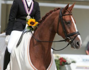 Jessica Süss and Diamantenbörse win bronze at the 2008 World Young Horse Championships :: Photo © Astrid Appels