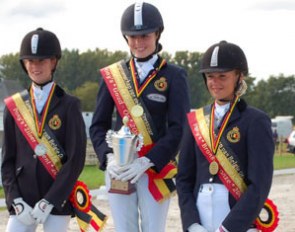 The pony podium at the 2008 Belgian Championships: Jorinde Verwimp, Julie van Olst, Noemie Goris