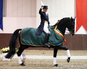 Kyra Kyrklund and Max in winning mood at the 2009 CDI Addington :: Photo © Caroline Finch