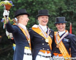 Fabienne Lutkemeier, Lotje Schoots, Marrigje van Baalen, individual young rider medallists at the 2009 European Young Riders Championships