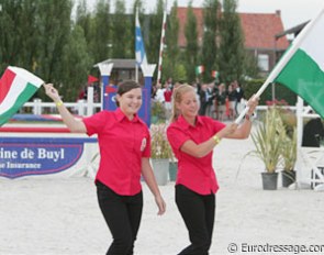 Only one Hungarian dressage rider: Lili Bakonyi (left)