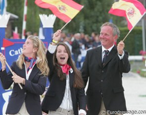 One rider for Spanish: a euphoric Alexandra Barbancon with her coach Jan Nivelle