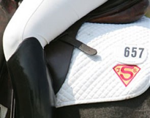 Cool logo of Catherine Haddad's sponsor Janet S. Schneider Trust. Looks like Superman!