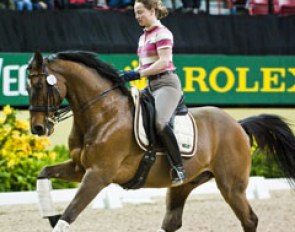 Isabell Werth on Satchmo training in the Thomas & Mack centre :: Photo © Eclipse Sportswire