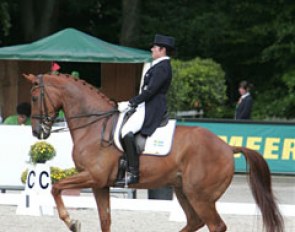 Definitely an interesting pair: Swedish Annette Christensson on Normandie. This boy can sit in piaffe!