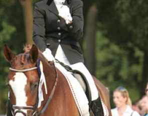 Eva Möller happy and relaxed after her bronze medal winning ride on Blickpunkt