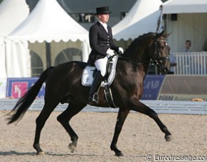 Malin Rinné with Scharmeur. The horse pushed himself high all the time and the contact with the bit was not ideal, even though this Schwadroneur offspring has good gaits.