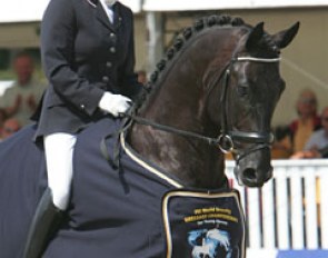 Emmelie Scholtens and Westpoint won the first round at the 2009 World Championships for Young Dressage Horses :: Photo © Astrid Appels