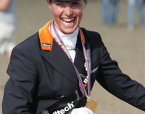 An ecstatic gold medal winning Adelinde Cornelissen