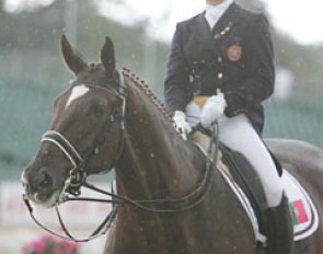 Portuguese Maria Caetano had to ride in the worst weather: pouring rain. Welcome to Britain!
