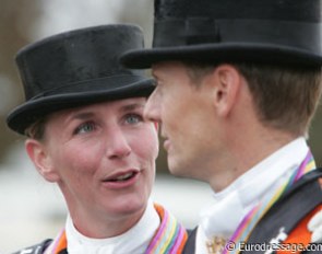 Imke Schellekens talking to Edward Gal after winning team gold at the 2009 European Championships :: Photo © Astrid Appels