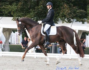 Markus Graf and the stallion Bugatti G (by Belissimo M out of Isa Romana W (by Rohdiamant) win the 2009 Swiss Young Horse Championships :: Photo © Elisabeth Weiland - Horsepictures.ch