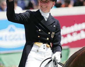Anabel Balkenhol waving at the crowds on Thursday at the 2010 CDIO Aachen :: Photo © Astrid Appels