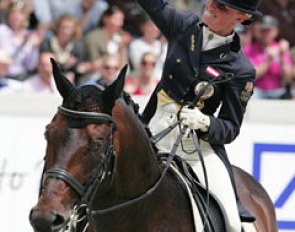 Victoria Max-Theurer is ecstatic about her ride and shares her joy with the crowds