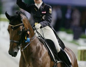 Victoria Max-Theurer and Eichendorff put speed in their ride. The trot work lacked considerable collection and the piaffe was quite hurried. Their reinback was one of the best of the day!