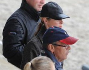 Proud parents Sven and Gonnelien Rothenberger watch Sanneke in the rain