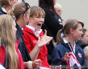 British fans cheer for the Brits during the prize giving
