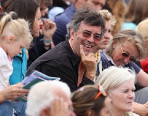 American professor David Stickland, who analysed dressage results for the FEI, amongst the crowds at the European Pony Championships