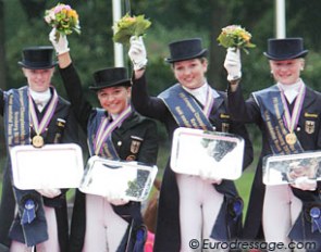 The gold medal winning Junior Riders Team at the 2010 European Championships: Jill de Ridder, Charlott Maria Schürmann, Florine Kienbaum, Sophie Holkenbrink :: Photo © Astrid Appels