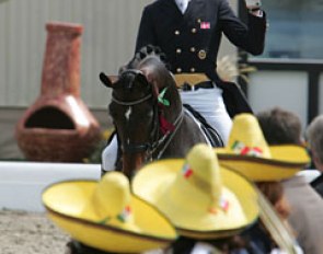 Mexico is this year's theme of the Horses and Dreams show here in Aachen. Here you see Sune Hansen on Rush Hour.