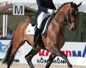 Ashley Holzer aboard Eliane Cordia's Jewel's Sonnenstern, an Oldenburg gelding by Sandro Hit x Sion. The only pair actually smiling during their ride. How fun is that to watch!!