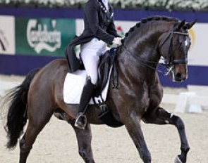 Anouck Hoet on the Oldenburg stallion Wild Diamond, who is by Welt Hit II out of a full sister to Diamond Hit (by Don Schufro)