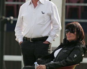 Thierry and Carmen Barbançon Mestre watch their children Morgan and Alexandra school their horses