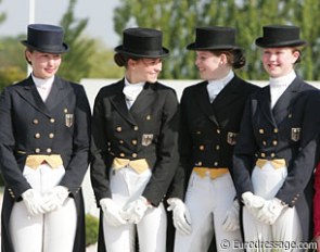 The silver medal winning German Young Riders Team: Helena Vick, Carolin Fehlings, Tara Schneider, Charlotte Dassler