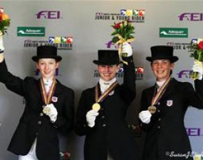 Catherine Chamberlain, Jamie Pestana and Stephanie Bedford won the Junior Riders Individual Test medals :: Photo © Sue Stickle