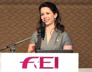 RH Princess Haya addresses the General Assembly after scoring a landslide victory for re-election as FEI President. :: Photo © William Tzeng