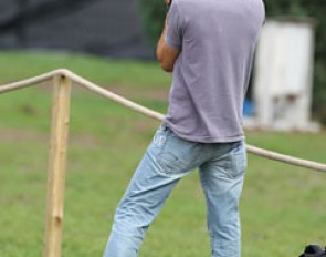 Isabell Werth's groom, Spaniard Guillem Barcelo, traveled to Verden to photograph and help his friend Chloe Morris Talbot on Santana