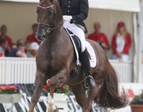 Danish Lotte Skjaerbaek and the super talented Skovens Rafael (by Romanov x Don Schufro) finished fifth. This stallion is ALWAYS uphill and has three great basic gaits, but in canter he gets a bit unbalanced and hurried