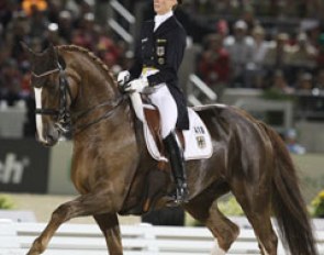 Riding her freestyle only for the second time in competition, Anabel Balkenhol placed 13th with 73.250% aboard Dablino (by De Niro)