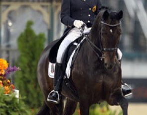 Belgian Claudia Fassaert went to WEG because a Belgian eventing horse got lame which opened a spot on the plane. Her Donnerfee has only been doing the GP for 5 months and got a more than decent 66.255%