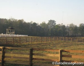 The view from the camper on Reese Koffler-Stanfield's outdoor arena and pastures :: Photo © Astrid Appels