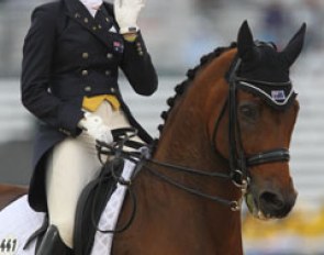 Kittel's fiancee Lyndal Oatley made her debut on the Australian team. She looked very pleased with her ride and got 65.574 %