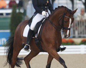 More history was written: for the first time a Norwegian team participated at WEG. Here you see Cathrine Rasmussen on Orlando. This pair lives in Denmark and is trained by Andreas Helgstrand