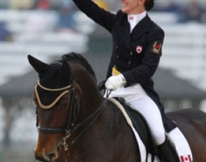 Canadian Belinda Trussell and Anton were on form. The horse looked fresher and more engaged than he was during their European stint. The piaffe and passage work was outstanding. Unfortunately there was a mistake in the one tempi's. They got 69.021%