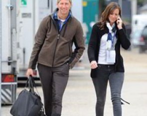 Patrik Kittel and his wife Lyndal Oatley arrive at the show grounds