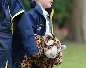 Tinne Vilhelmson-Silfven's 8-year old son Lucas and his teddy bear