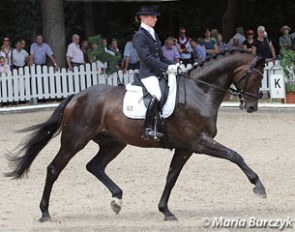 Klarissa Alexandra Liss on Dirty Dancing (by Don Frederico x Rodgau). Wonderful horse from the side, but the bay paddles a lot. The horse was always nicely uphill in the frame