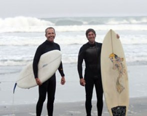 Guenter Seidel and David Blake ride the waves after the 2011 CDI Del Mar :: Photo © Mary Phelps