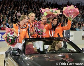 The 2011 Rabobank Talent Team with current Dutch WEG and E.C. team rider Diederik van Silfhout on the left and 2013 Dutch EC team rider Danielle Heijkoop on the right :: Photo © Dirk Caremans
