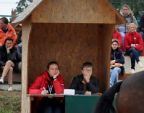 A judge's box at the 2011 European Pony Championships in Poland