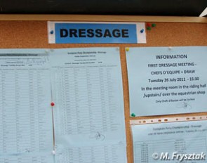 The dressage schedule posted