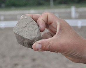 One of the many stones picked from the warm up and 10-minute ring at the 2011 European Pony Championships in Poland