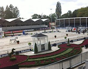 The vet inspection was being held in the main arena at the 2011 European Dressage Championships :: Photo courtesy Vici Max-Theurer