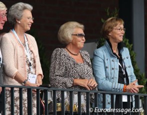 Royalty at the 2011 European Championships: HRH Benedicte of Denmark and Beatrix, Queen of the Netherlands, joined by Tineke Bartels :: Photo © Astrid Appels